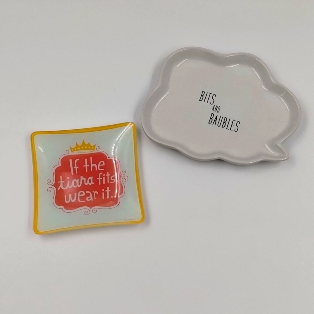 Set of 2 trinket ring/jewelry dishes Hallmark bits and baubles Tiara